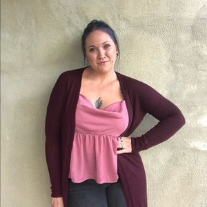 Pink Clover Long Maroon Cardigan